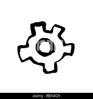 Gear grunge icon. Vector illustration. Stock Vector