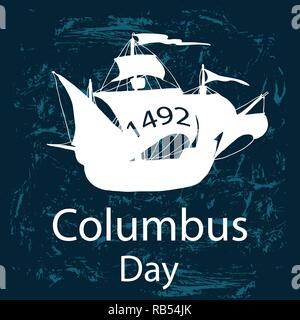 Columbus ship hand draw by ink made for Columbus day. Vector illustration. Stock Vector