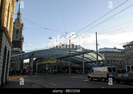 Bern city tram terminal close to Bern mainline railway station, Bern in Switzerland Stock Photo