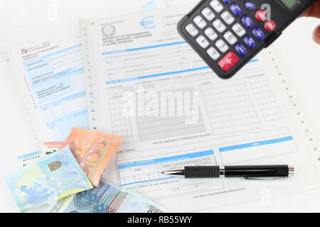 Fill out the form to pay taxes in Italy Stock Photo