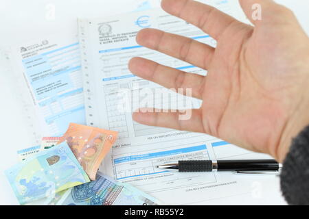 Fill out the form to pay taxes in Italy Stock Photo