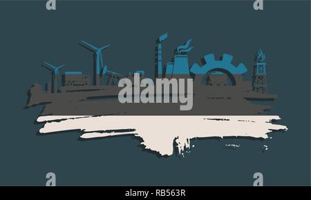 Energy and Power icons set. Brush stroke Stock Vector