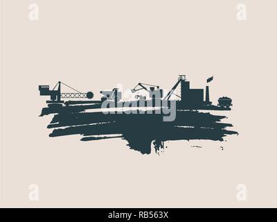 Energy and Power icons set. Brush stroke Stock Vector