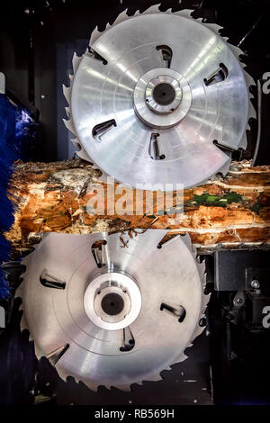 Woodworking wood processing machine, modern technology in the industry. Stock Photo