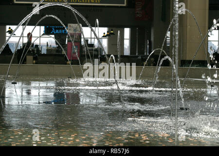 Cleveland, OH, USA. The dancing water fountains on The Avenue of the Tower City Center. Stock Photo