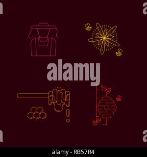 honey vector linear icons for print , web site, flyer Stock Vector