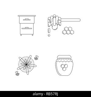 honey vector linear icons for print , web site, flyer Stock Vector