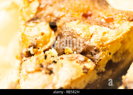 closeup on a crumb cake stuffed with strawberry marmalade, delicious dessert Stock Photo