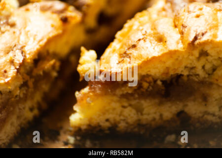 closeup on a crumb cake stuffed with strawberry marmalade, delicious dessert Stock Photo