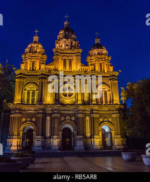 St. Joseph Cathedral at night time, Beijing, China, also known as the Orient Cathedral, built in 1655 Stock Photo