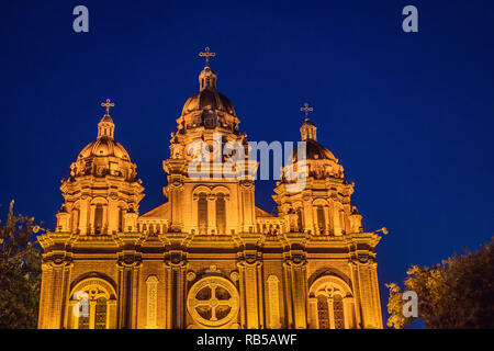 St. Joseph Cathedral at night time, Beijing, China, also known as the Orient Cathedral, built in 1655 Stock Photo