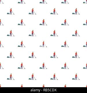 Husband vacuum cleaner concept background. Flat illustration of husband vacuum cleaner vector concept background for web design Stock Vector