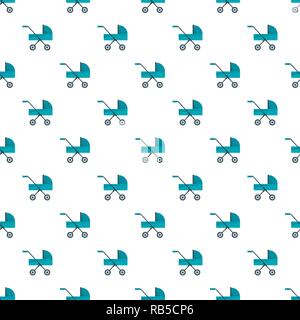 Baby pram pattern seamless vector repeat for any web design Stock Vector