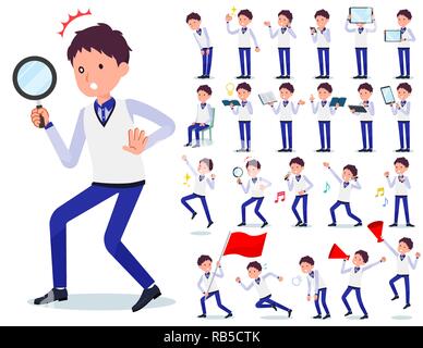 A set of Store stuff man with digital equipment such as smartphones.There are actions that express emotions.It's vector art so it's easy to edit. Stock Vector