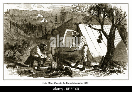 The Gold Rush, a gold miner camp in the Klondike, engraving 1898 Stock ...