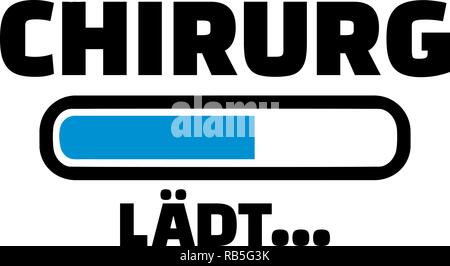 Heartbeat pulse line with surgeon job title in german Stock Vector