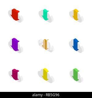 Icons clouds with an arrows different shapes. Flat 3D isometric style, vector illustration. Stock Vector