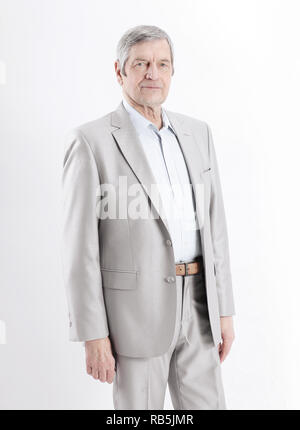 in full growth. confident senior businessman isolated on white Stock Photo