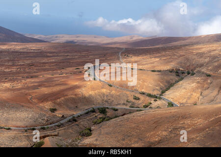 Fuerteventura mountains landscape. View from the Morro Velosa viewpoint of a road in Valle de Santa Ines, Canary Islands, Spain Stock Photo