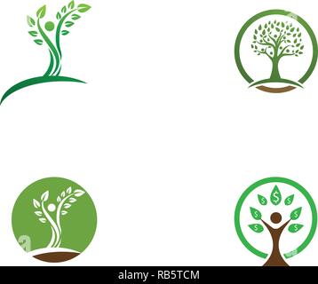 Tree green people identity card vector logo template Stock Vector