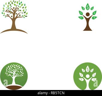 Tree green people identity card vector logo template Stock Vector