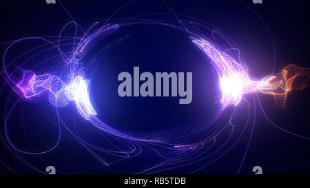 Abstract blue futuristic sci-fi plasma circular form with energy light strokes Stock Photo