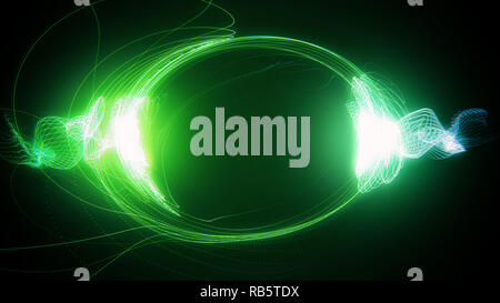 Abstract green futuristic sci-fi plasma circular form with energy light strokes Stock Photo