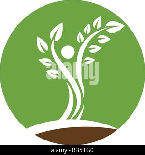 Tree green people identity card vector logo template Stock Vector