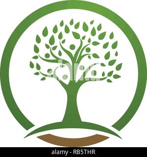 Tree green people identity card vector logo template Stock Vector