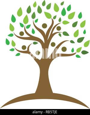 Tree green people identity card vector logo template Stock Vector