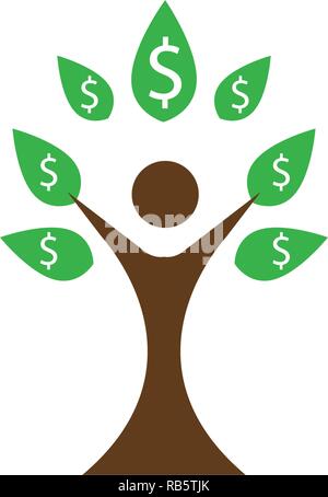 Tree green people identity card vector logo template Stock Vector