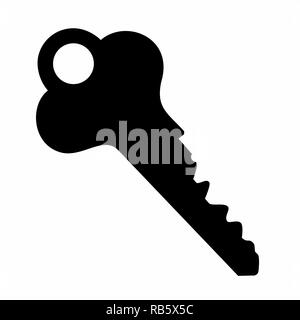 The dark silhouette of a key on white background Stock Vector