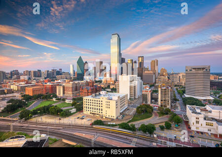 Dallas, Texas, USA skyline over Dealey Plaza. Stock Photo