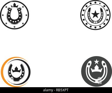 Horse shoes black logo and symbols vector Stock Vector
