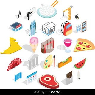 Venture icons set, isometric style Stock Vector