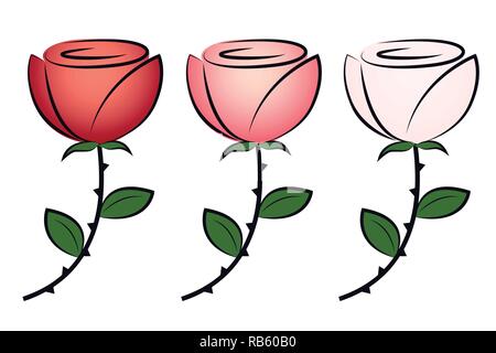 set of roses in different colors on white background vector illustration EPS10 Stock Vector