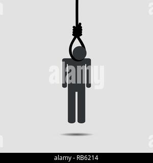 suicide man hangs himself at the rope pictogram vector illustration EPS10 Stock Vector