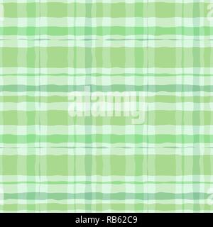 Green irish plaid watercolor style seamless pattern. Vector background. Stock Vector