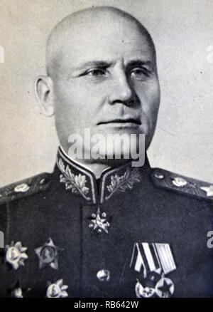 Ivan Stepanovich Konev (1897 - 21 May 1973), Soviet military commander, who led Red Army forces on the Eastern Front during World War II, retook much of Eastern Europe from occupation by the Axis Powers, and helped in the capture of Germany's capital, Berlin. In 1956, as the Commander of Warsaw Pact forces, Konev led the suppression of the Hungarian Revolution by Soviet armoured divisions. Stock Photo