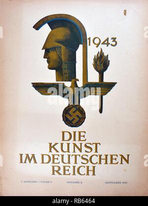 1943 cover of 'Die Kunst im deutschen Reich' (Art in the German Reich) was first published in January 1937 by Gauleiter Adolf Wagnerand later issued under the direction Adolf Hitler himself. Stock Photo
