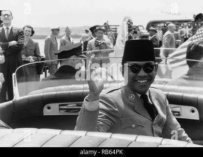 Dr. Sukarno, President of Indonesia, during his trip to Washington, D.C. Dated 1956 Stock Photo