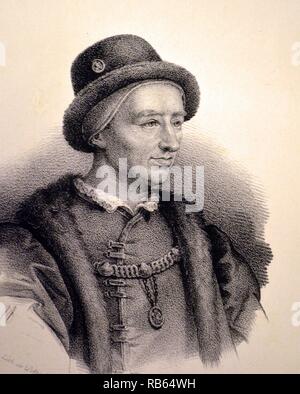 Louis XI (1423-1483) the Prudent, King of France 1416-1483. Lithograph, Paris, c1840. Stock Photo