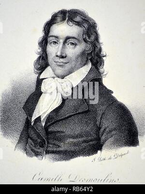 Camille Desmoulins (1760-1794) French journalist and politician. Guillotined with Danton and others on 5 April 1794. Lithograph, Paris, c1840. Stock Photo