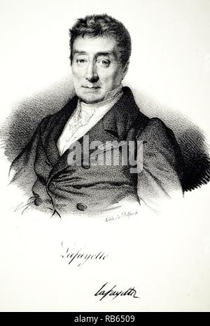 Marie-Joseph Paul Yves Roch Gilbert du Mortier, Marquis de La Fayette (1757-1834), usually known as Lafayette. French aristocrat and soldier. A general in the American Revolutionary War. Lithograph, Paris, 1832. Stock Photo