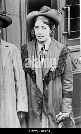 Emmeline Pankhurst was a British political activist and leader of the British suffragette movement who helped women win the right to vote. Dated around 1910 Stock Photo