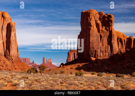 View through the North Window, Monument Valley, Navajo Tribal Park, Arizona, USA Stock Photo