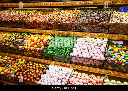 Sweets in the Turkish market. Istanbul, Turkey - September 27, 2018. Stock Photo