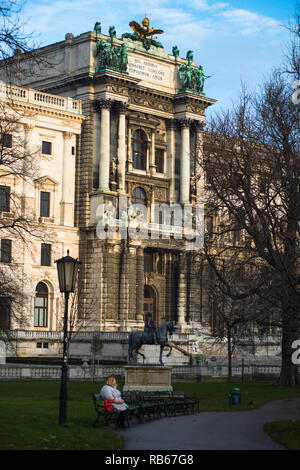 Neue Burg building part of the Hofburg palace complex seen from Burggarten. Vienna, Austria. Stock Photo