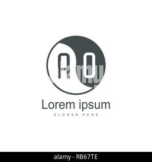 AO Letters Logo Design. Simple and Creative Black Letter Concept Illustration. Stock Vector