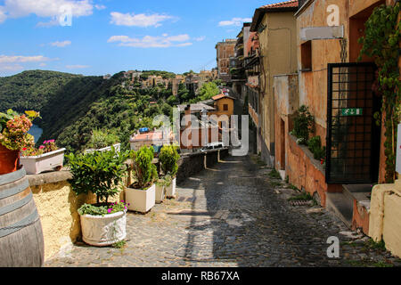 Typical street of the town of Castel Gandolfo, Rome province Lazio, Italy Stock Photo